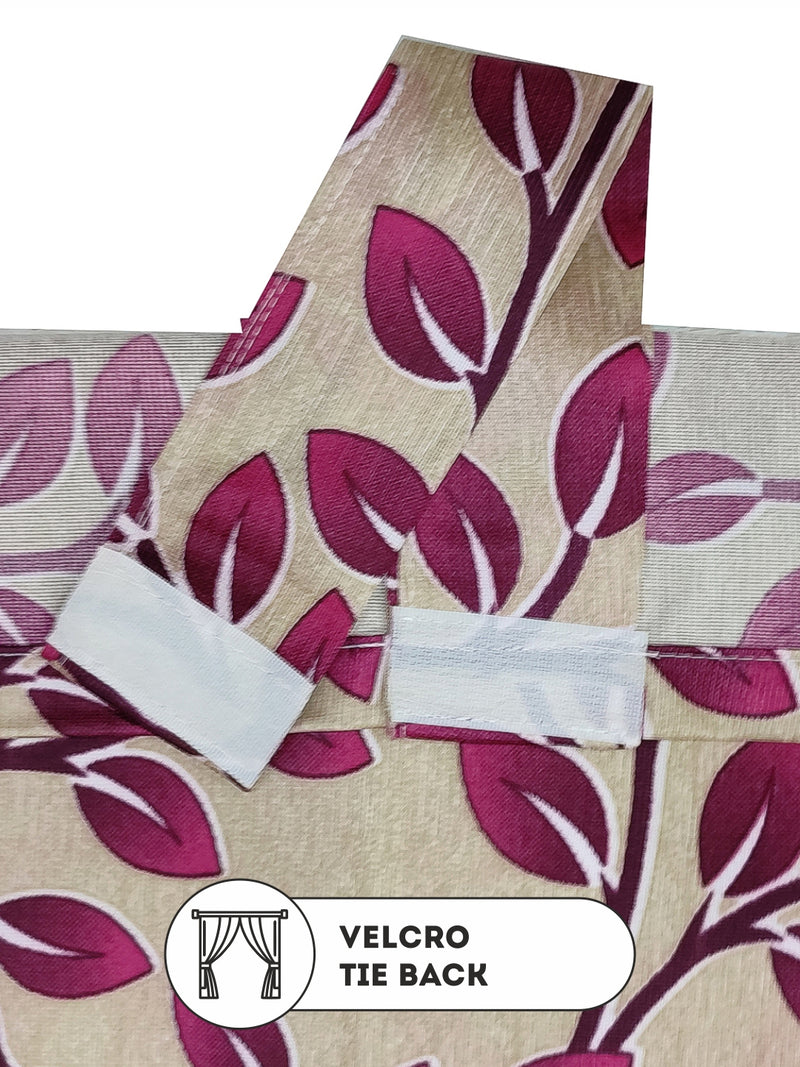 Light Filtering Polyester Eyelet Curtains <small> (floral-beige/maroon)</small>