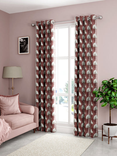 Light Filtering Polyester Eyelet Curtains <small> (floral-dusty rose)</small>