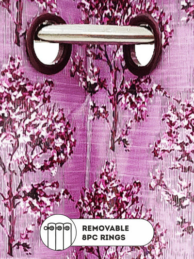 Light Filtering Polyester Eyelet Curtains <small> (floral-grape)</small>