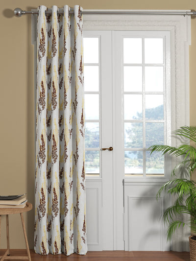 Jacquard Room Darkening Eyelet Curtain <small> (floral-brown/gold)</small>
