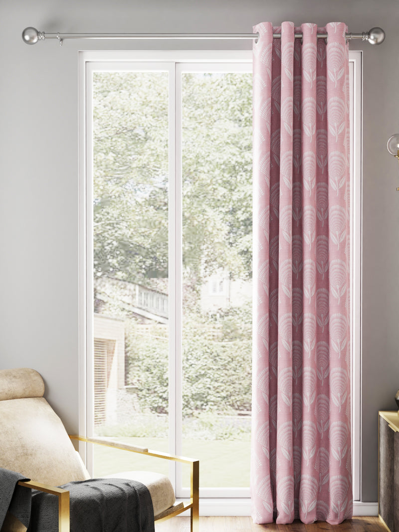 Jacquard Blackout Eyelet Curtain <small> (floral-rose pink)</small>