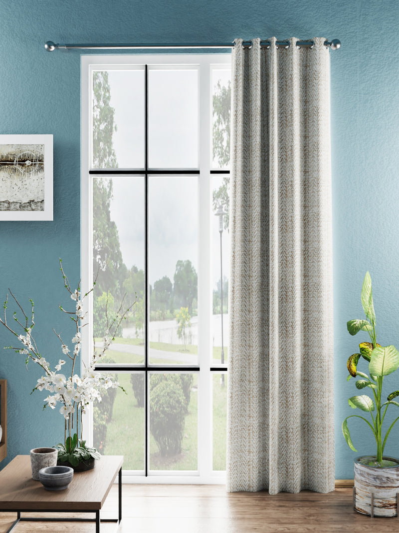 Jacquard Blackout Eyelet Curtain <small> (ornamental-taupe/silver)</small>