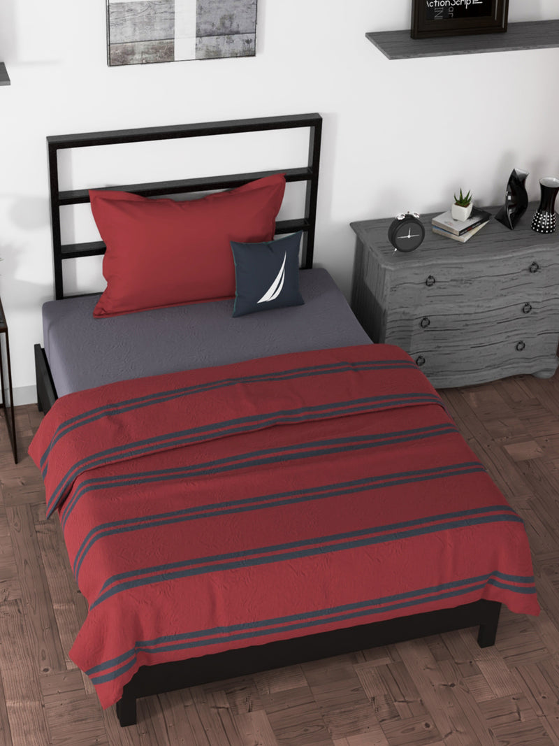 100% Premium Cotton Blanket With Pure Cotton Flannel Filling <small> (stripe-red/black)</small>