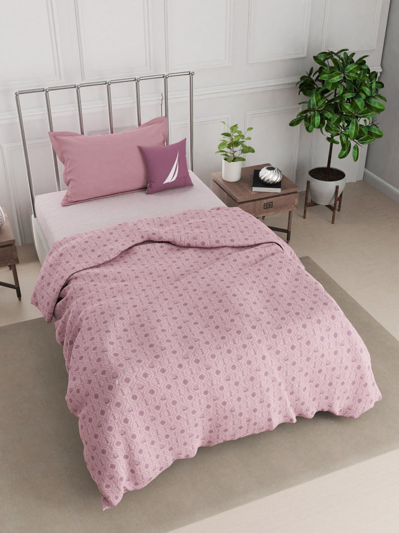 Super Fine 100% Egyptian Satin Cotton Blanket With Pure Cotton Flannel Filling <small> (floral-pink)</small>
