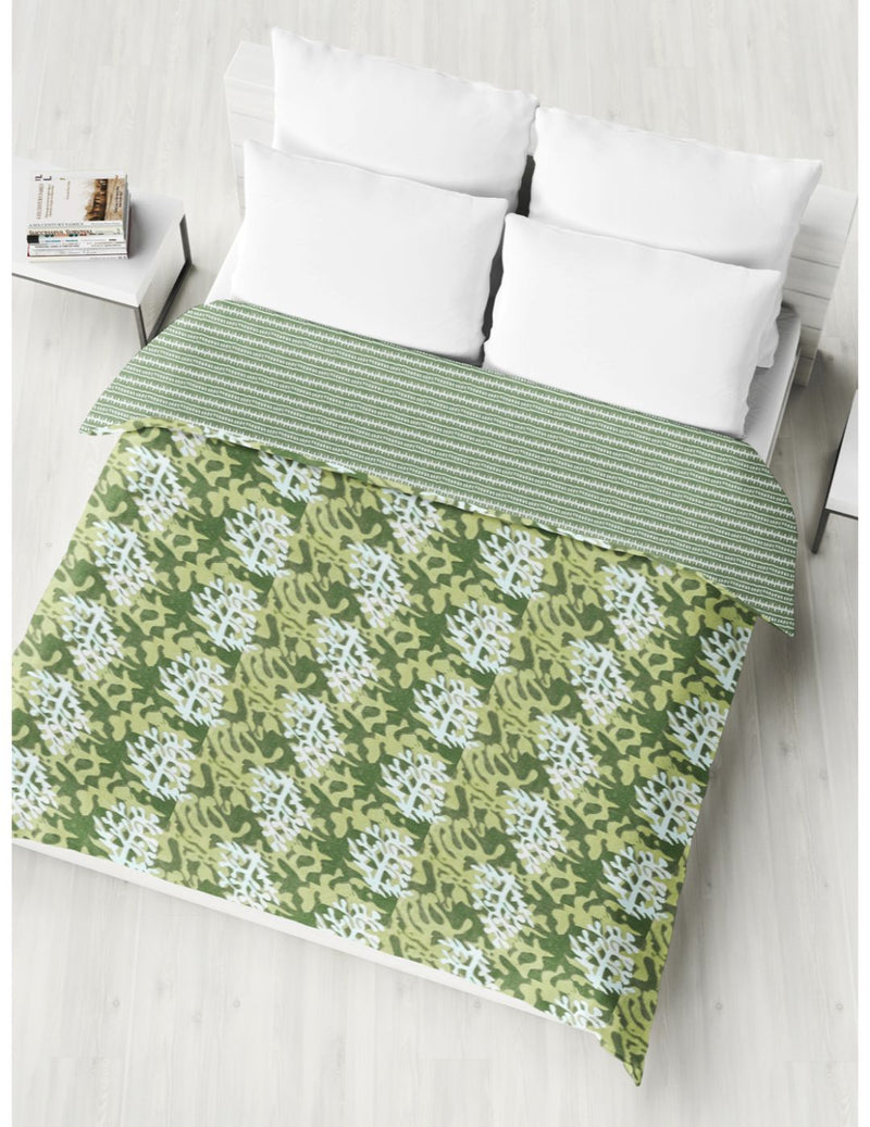 Extremely Soft 100% Muslin Cotton Dohar With Pure Cotton Flannel Filling <small> (floral-green/lt. green)</small>