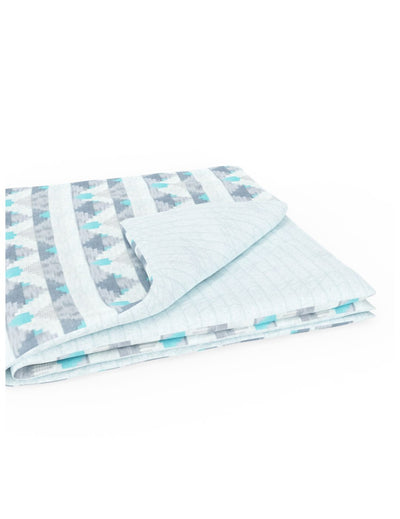 Extremely Soft 100% Muslin Cotton Dohar With Pure Cotton Flannel Filling <small> (floral-teal/grey)</small>