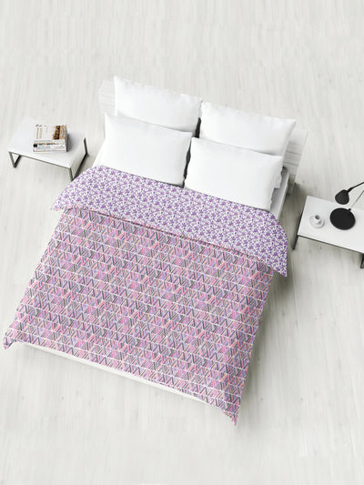Extremely Soft 100% Muslin Cotton Dohar With Pure Cotton Flannel Filling <small> (geometric-purple/pink)</small>