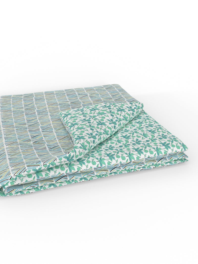 Extremely Soft 100% Muslin Cotton Dohar With Pure Cotton Flannel Filling <small> (geometric-blue/green)</small>