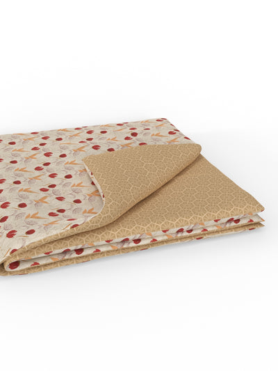 Extremely Soft 100% Muslin Cotton Dohar With Pure Cotton Flannel Filling <small> (floral-beige/red)</small>