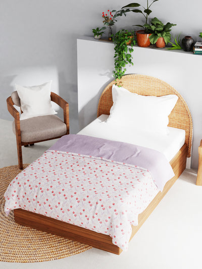 Extremely Soft 100% Muslin Cotton Dohar With Pure Cotton Flannel Filling <small> (floral-lt.purple/peach)</small>