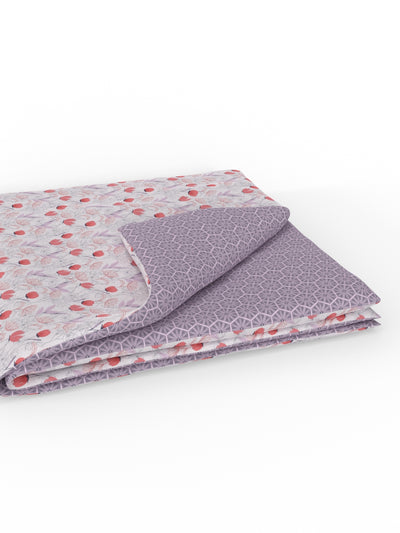 Extremely Soft 100% Muslin Cotton Dohar With Pure Cotton Flannel Filling <small> (floral-lt.purple/peach)</small>