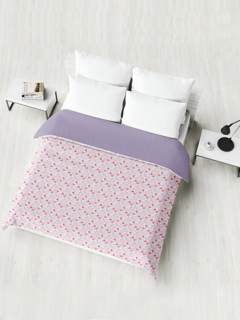 Extremely Soft 100% Muslin Cotton Dohar With Pure Cotton Flannel Filling <small> (floral-lt.purple/peach)</small>