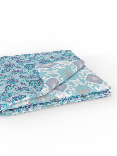 Extremely Soft 100% Muslin Cotton Dohar With Pure Cotton Flannel Filling <small> (floral-blue/multi)</small>