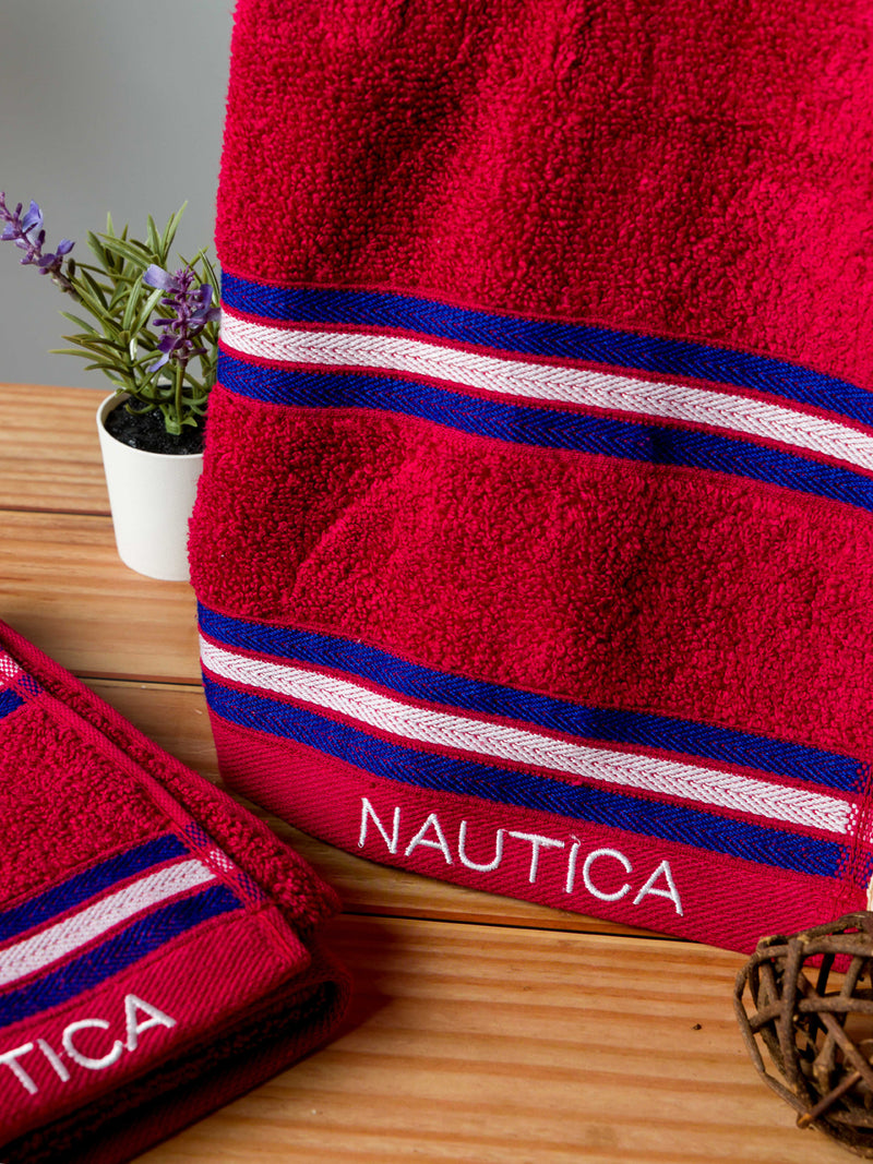 NAUTICA Super Soft Zero Twist 100% Cotton Towel -2pc Hand Towel (vintage  crew stripe) solid-burgundy – Bianca Home