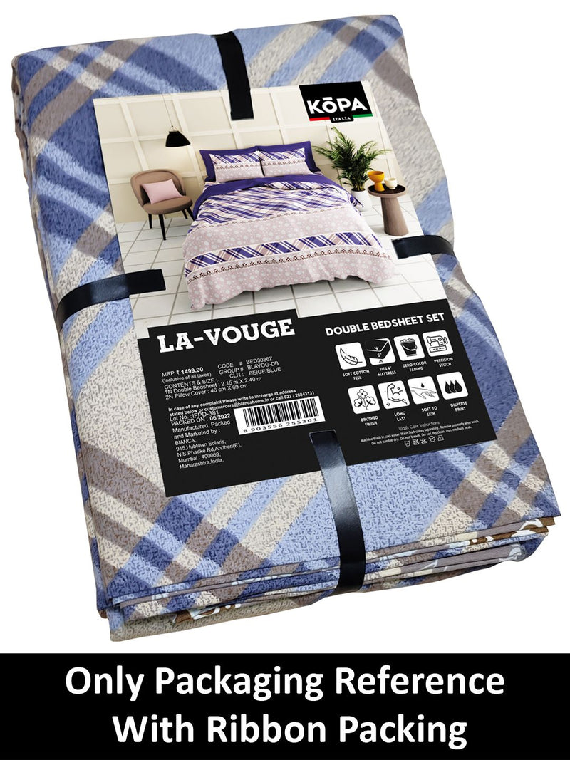 Extra Smooth Micro Double Bedsheet With 2 Pillow Covers <small> (checks-blue/red)</small>
