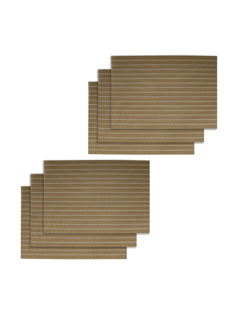 Premium Woven Pvc Placemat For Dining Table <small> (stripes-gold/white)</small>