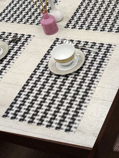 Premium Woven Pvc Placemat For Dining Table <small> (alpine-black/white)</small>