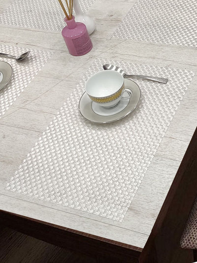 Luxury Woven Pvc Placemat For Dining Table <small> (bellevue-silver)</small>