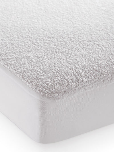 Waterproof Breathable Mattress Protector With Fitted Pattern And Elastic Edges <small> (plain-white)</small>