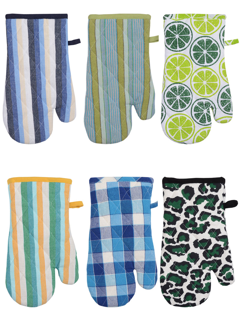 Assorted Designer Cotton Padded Microwave Gloves Oven Mitts <small> (abstract-multi)</small>