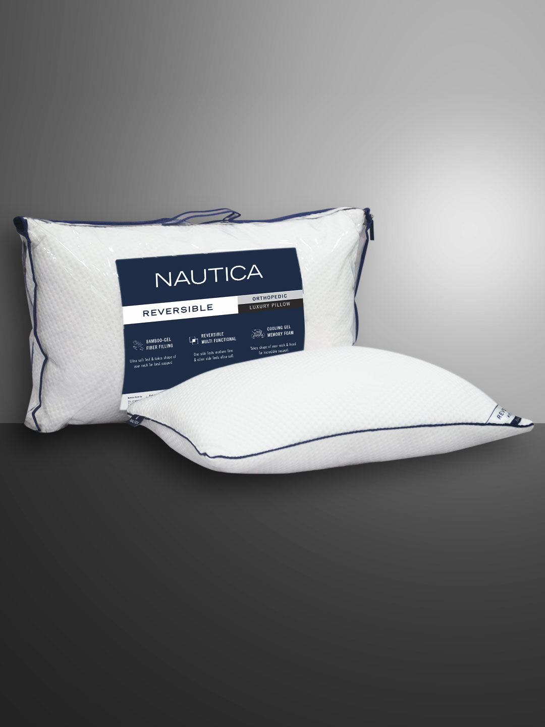 NAUTICA Reversible Multi-Functional 2 In 1 Anti-Microbial Pillow -1pc 16 X  24 size (reversible) solid-white – Bianca Home