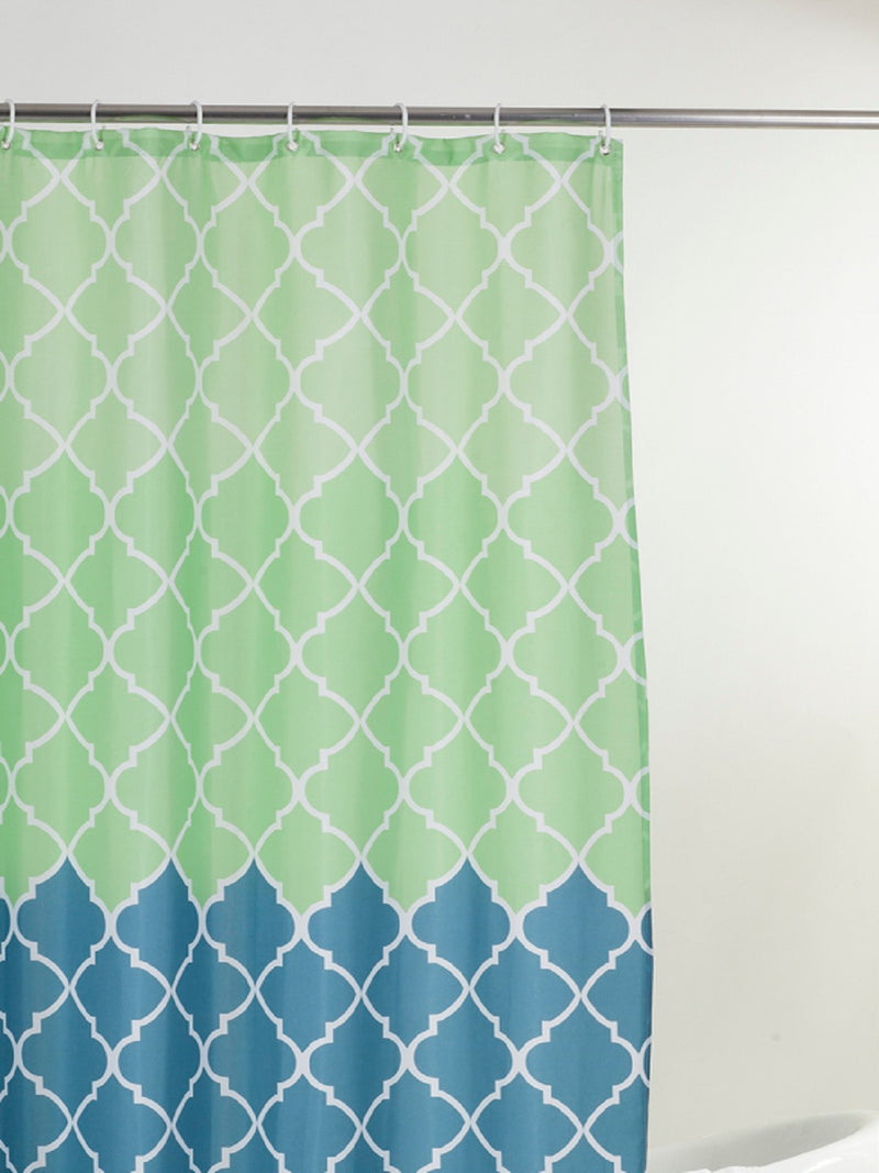 Waterproof Shower Curtain With Hooks <small> (abstract-blue/green)</small>