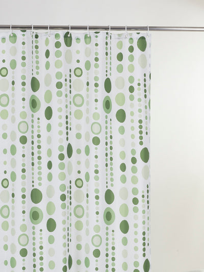 Waterproof Shower Curtain With Hooks <small> (dots-green)</small>