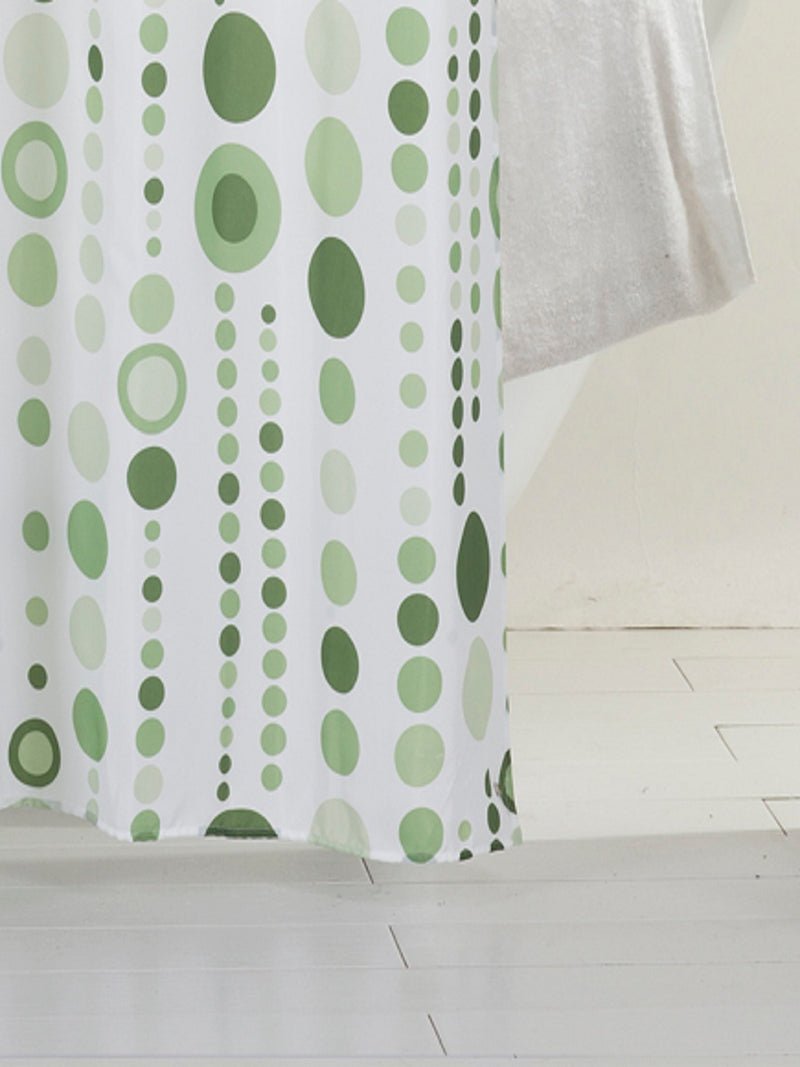 Waterproof Shower Curtain With Hooks <small> (dots-green)</small>
