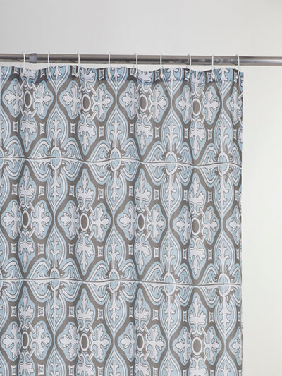 Waterproof Shower Curtain With Hooks <small> (abstract-grey/multi)</small>
