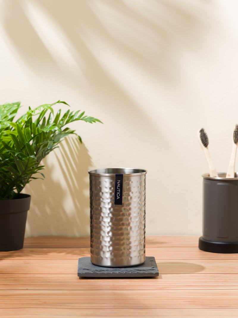 Elegant Stainless Steel Tooth Brush Holder <small> (octa etch-antq brass)</small>