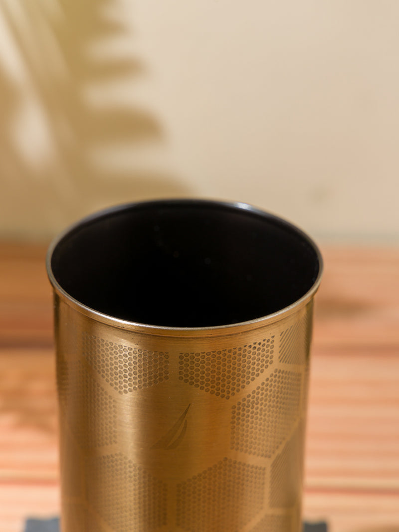 Elegant Stainless Steel Tooth Brush Holder <small> (octa etch-antq brass)</small>