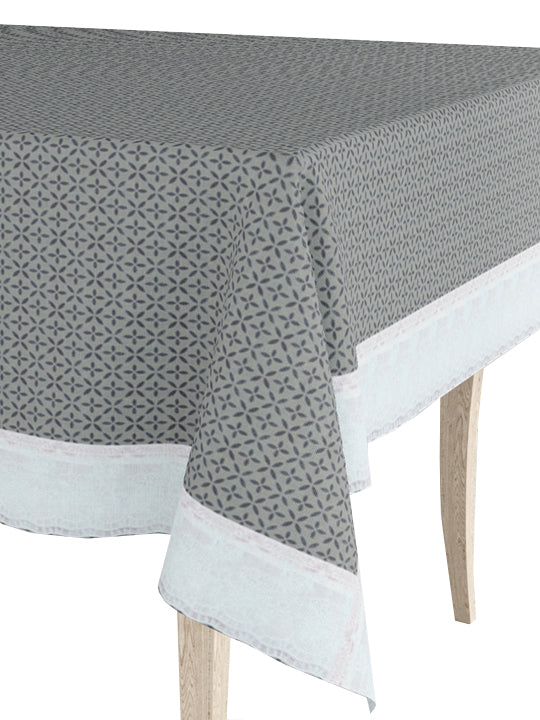 Vinyl Pvc Dining Table Cover Easy To Clean Table Cloth <small> (floral-grey/black)</small>