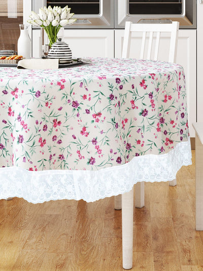 Vinyl Pvc Dining Table Cover Easy To Clean Table Cloth <small> (classic clear-white/pink)</small>