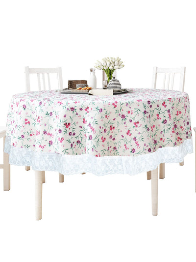 Vinyl Pvc Dining Table Cover Easy To Clean Table Cloth <small> (classic clear-white/pink)</small>