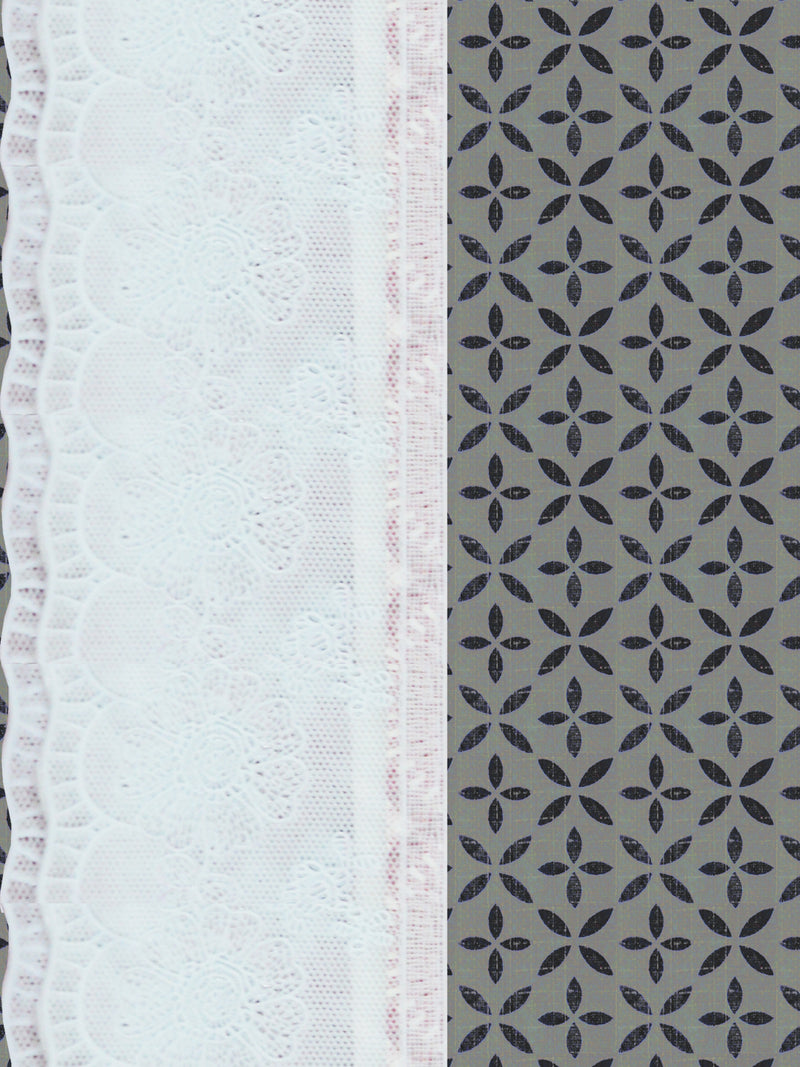 Vinyl Pvc Dining Table Cover Easy To Clean Table Cloth <small> (la-italia-grey/black)</small>