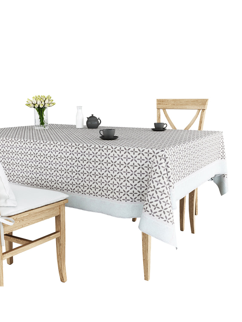 Vinyl Pvc Dining Table Cover Easy To Clean Table Cloth <small> (la-italia-white/grey)</small>