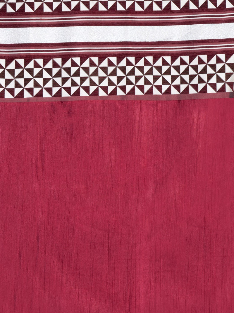 Designer Textured Polyester Curtain In Fancy Modern Design With Eyelets <small> (mix-match-maroon)</small>