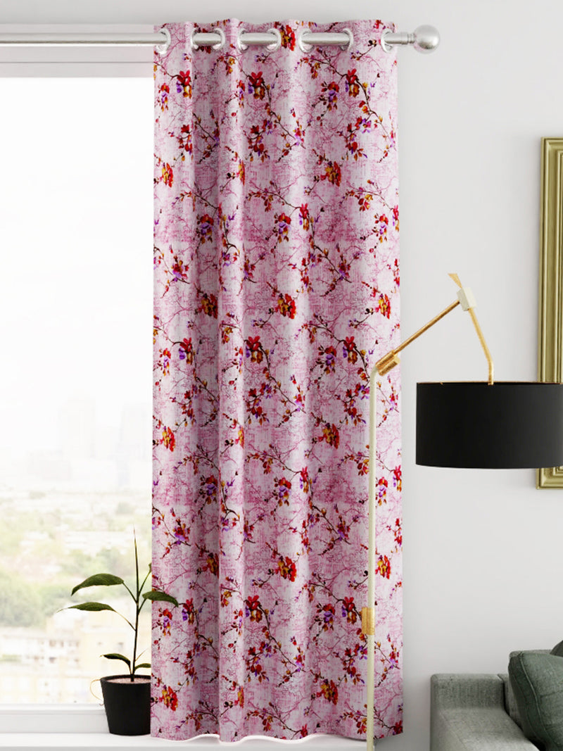 Heavy Duty Polyester Eyelet Curtain <small> (floral-baby pink)</small>