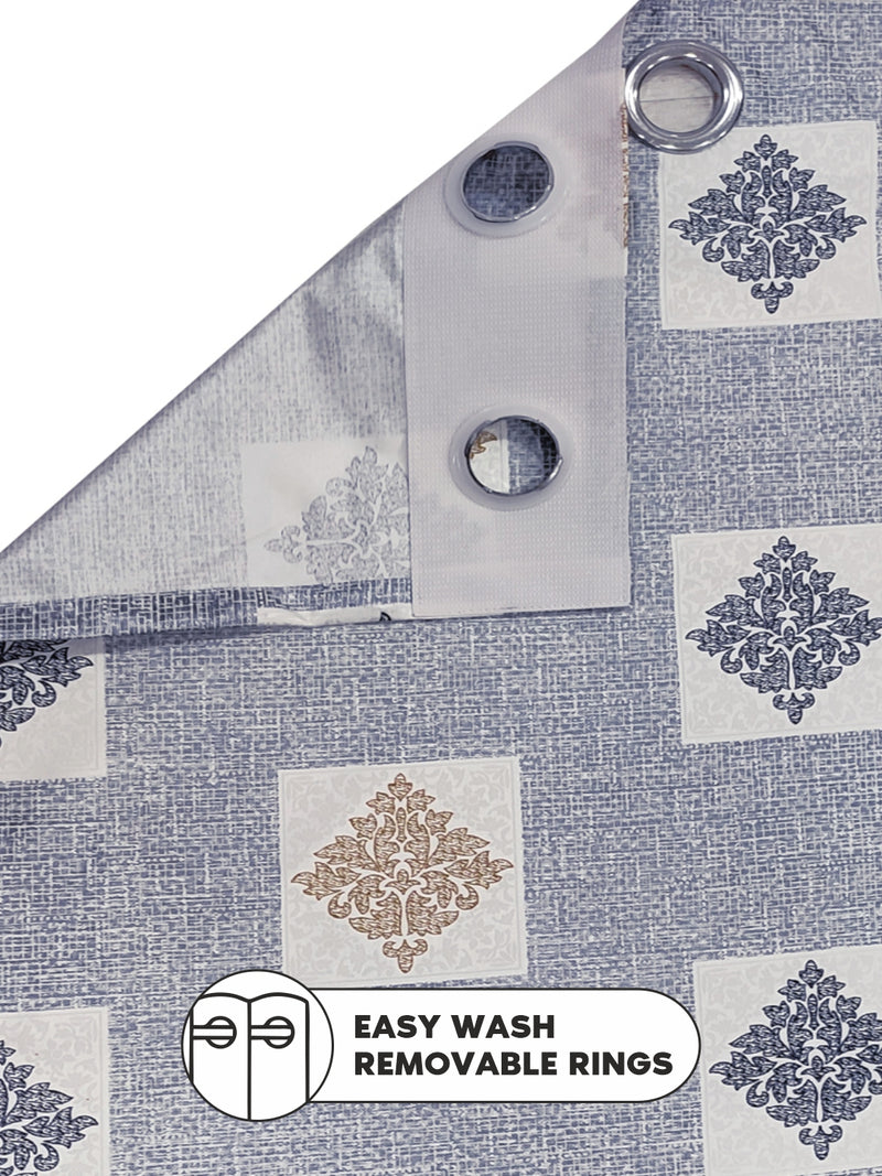 Heavy Duty Polyester Eyelet Curtain <small> (ornament-silver)</small>