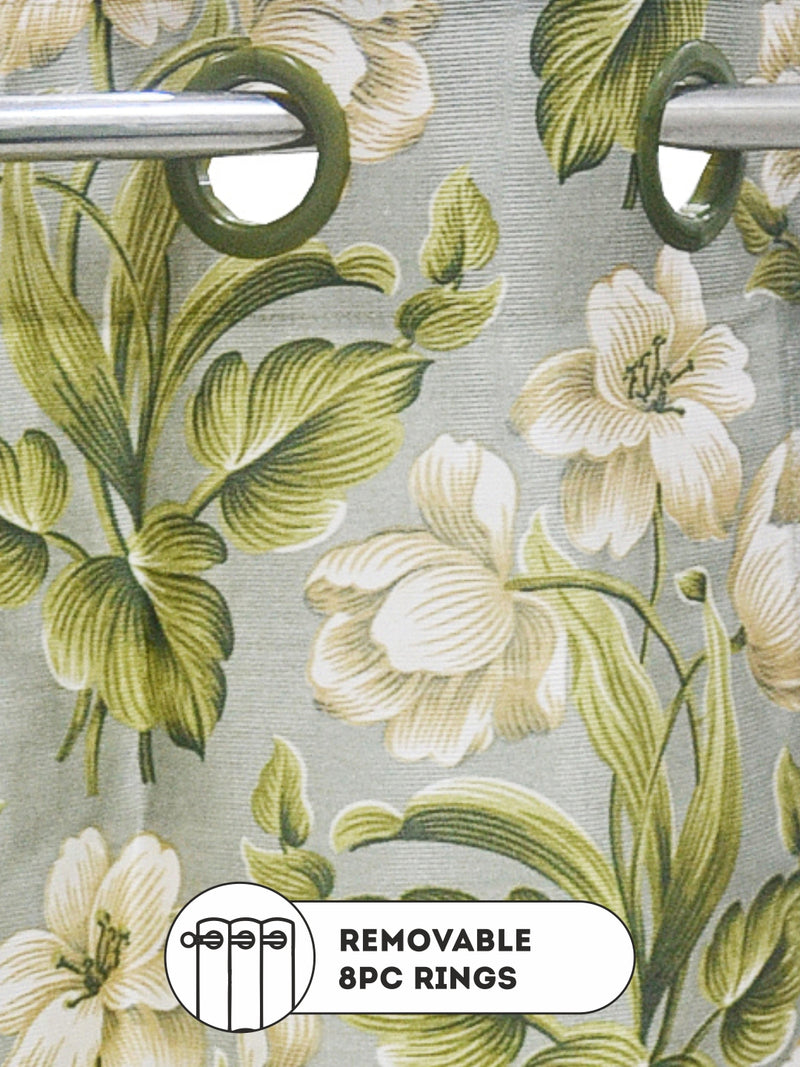 Light Filtering Polyester Eyelet Curtains <small> (floral-green/grey)</small>