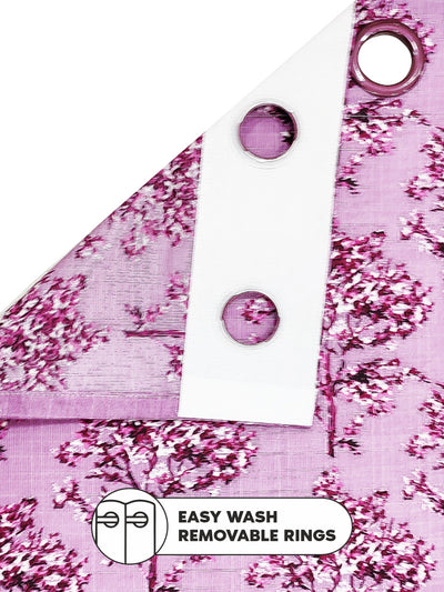 Light Filtering Polyester Eyelet Curtains <small> (floral-grape)</small>