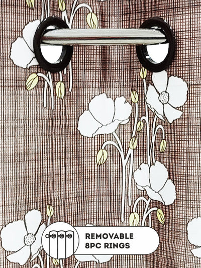 Light Filtering Polyester Eyelet Curtains <small> (floral-coffee)</small>
