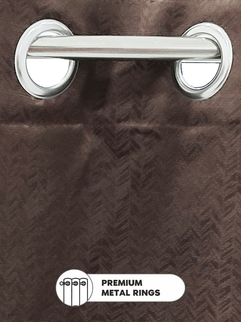 Jacquard Blackout Eyelet Curtain <small> (stripe-brown)</small>